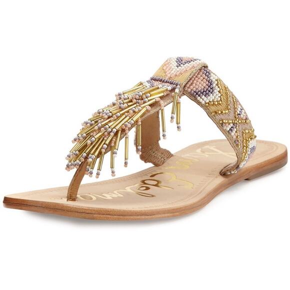 Sam Edelman Anella Multi Bead Fringe Slip On Thong Sandals Size 8 - Picture 2 of 15